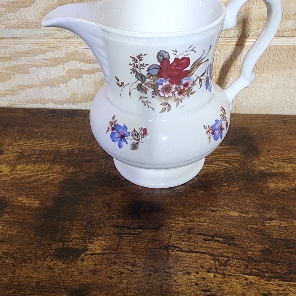 Vintage Made In England Floral Ceramic Pitcher